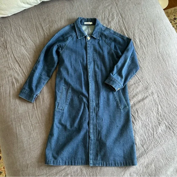 Women's Blue Denim Trench Coat - Unknown Brand - Picture 1 of 3